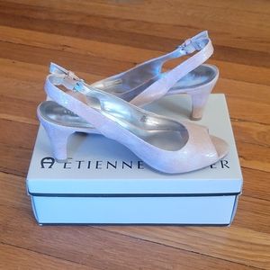 Etienne Aigner pink snakeskin heels Size 8